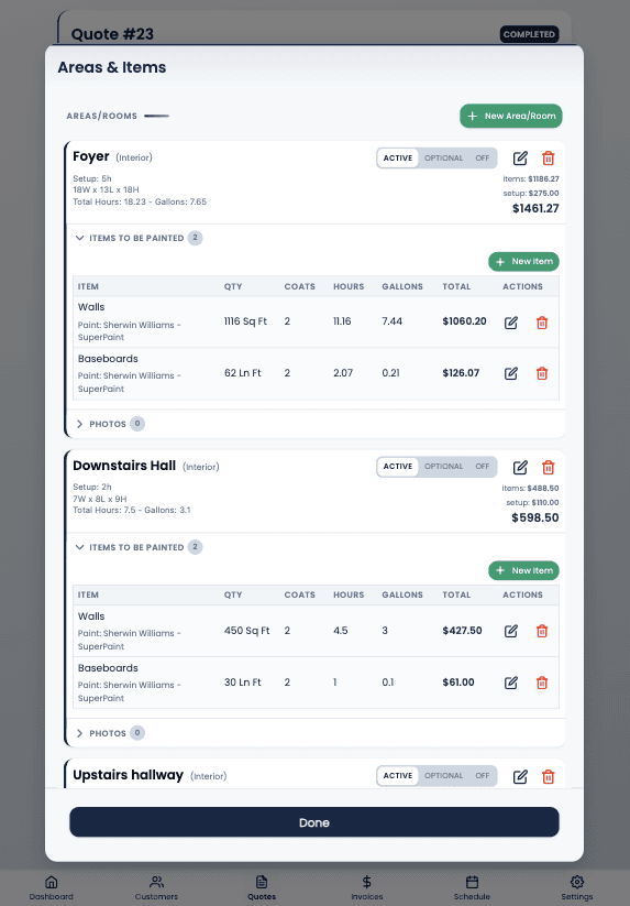 PaintWiser - Add rooms and surfaces to your estimate