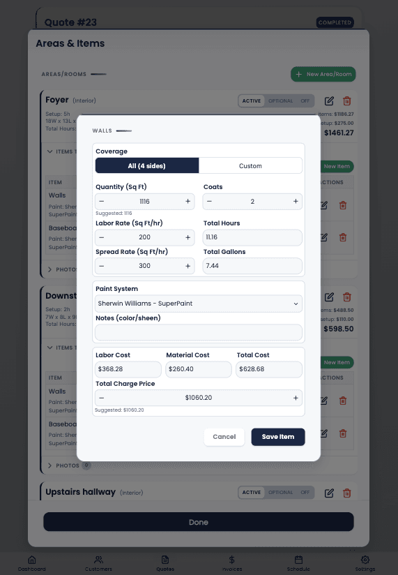 PaintWiser - Preset items calculate hours and paint automatically